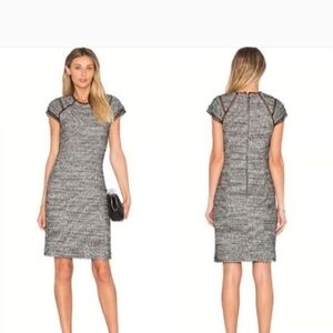 Revolve Rebecca Taylor Textured Tweed Sheath Cap Sleeves Knee Length Dress Sz 6